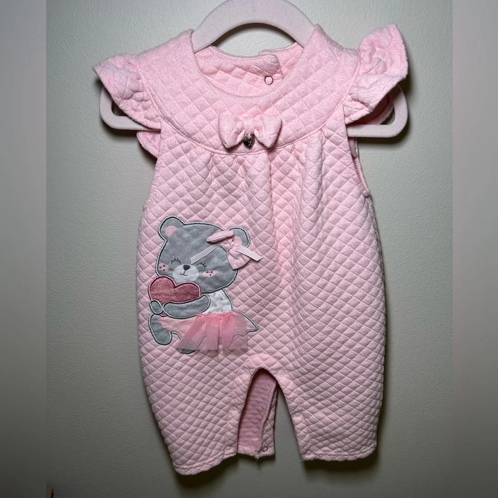 Limonada Pink and White Baby Girl Two Piece Jumpsuit Set Size 9 Months - Picture 6 of 11